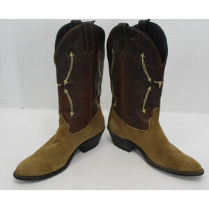 Laredo Longhorn Brown Suede Leather Cowgirl Western Cowboy Boots Size 8.5M or 8M